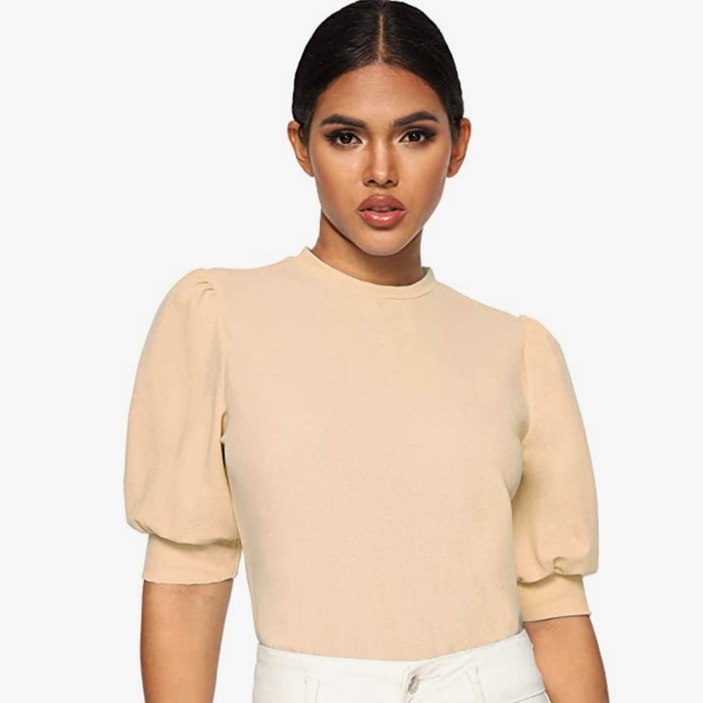 Beige Puff Sleeve Blouse